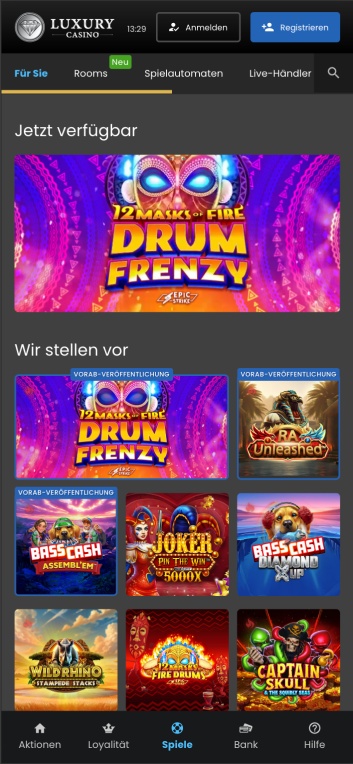 Screenshot der Hauptseite