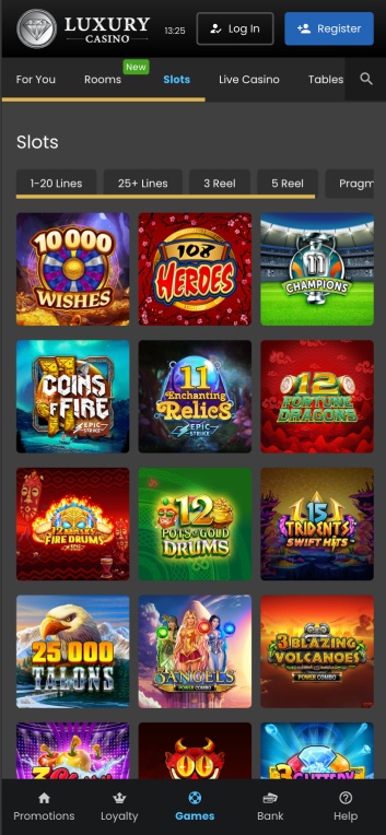 Luxury Casino main page