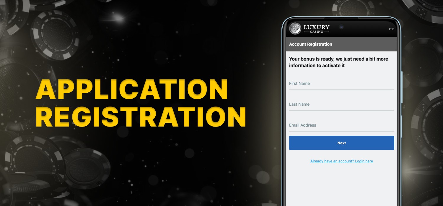 Sign up via the application